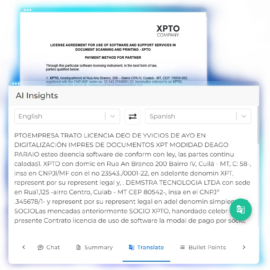 Cailun Artificial Intelligence translating a contract